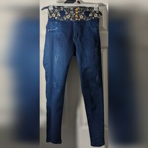 Verox Colombian Dark Blue Jeans, Embroidered High-Waist, Butt lifting, USAsize 7